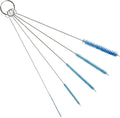 10" Tube Cleaning Brush Set, 5 Pack Small, Extra Long Nylon Straw Brushes with Flexible Handles for Bottles, Cleaning Straws, Pipe Cleaners, Keyboard, Glass, Guns, Detailing and Deep Cleaning, Blue