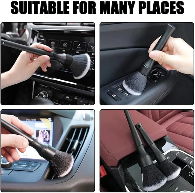 Auto Interior Dust Brush, Car Soft Bristles Detailing Brush, Scratch Free Dust Removal Cleaning Tool Kit, Long Hair Handle Brushes Duster for Auto Dashboard, Air Vents, Leather, Computer.