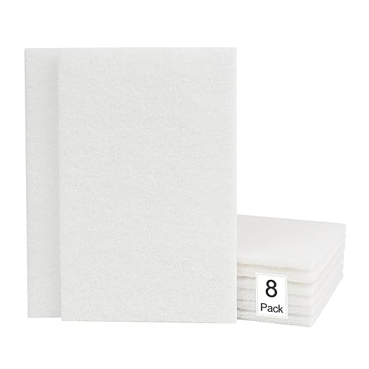 6"x9" Light Duty Scuff Pad 8 Pack (7445) - White, Wet/Dry Reusable Non-Abrasive Hand Pad for Cleaning, Polishing & Finishing - Auto Body, Woodworking, Glass & Marine
