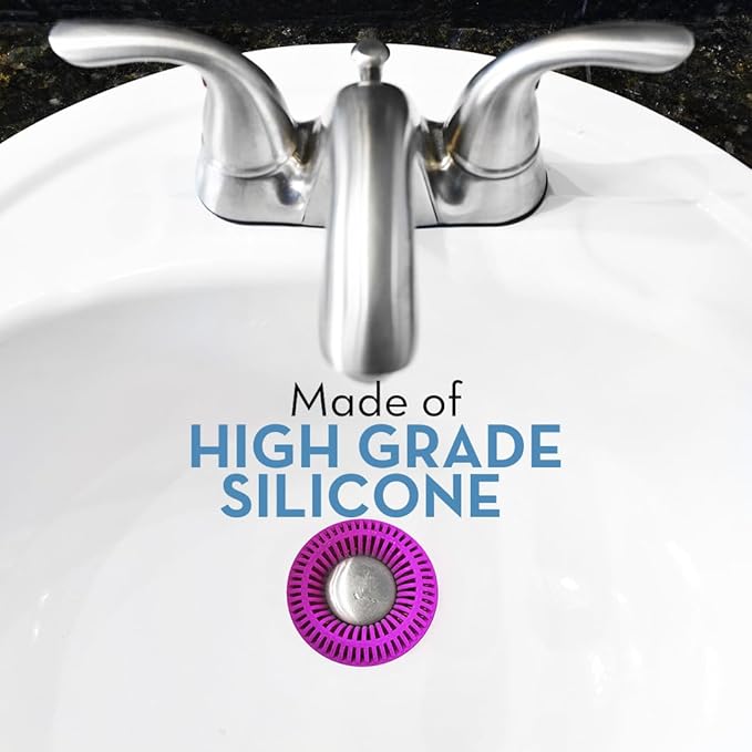Bathroom Sink Hair Catcher for Pop-Up Drain – SinkRing 1.57" Precision Strainer for Bathroom Sink Drains | Clog-Free Hair Trap for Contacts, Earrings, Jewelry | No Suction or Screws – Purple