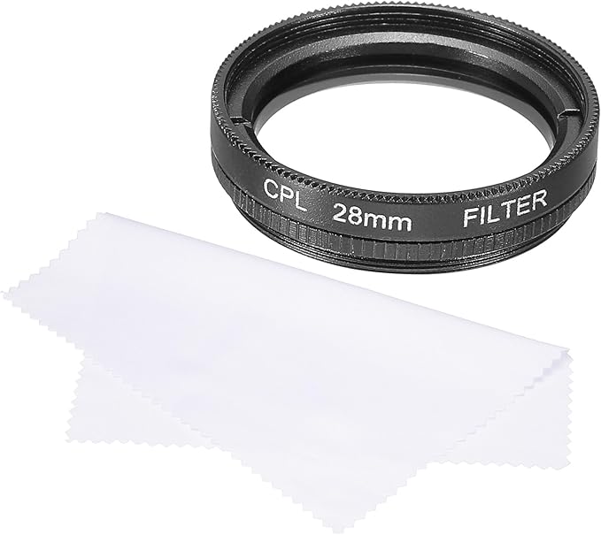 MECCANIXITY 28mm Circular Polarizer Filter, Double Sided Multi-Layer Coatings Polarizing Filter with Cleaning Cloth for Camera Lens