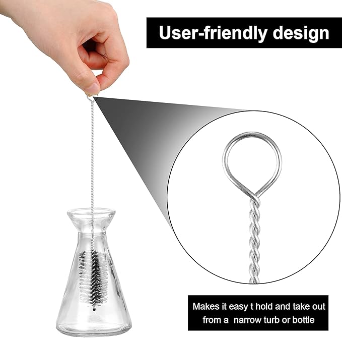 Reusable Straw Cleaning Brushes Bottle Test Tube Long Straw Cleaning Brush Nylon Washing Tool Reusable Bottle Brush in Different Size(White-Black,16 Pieces)