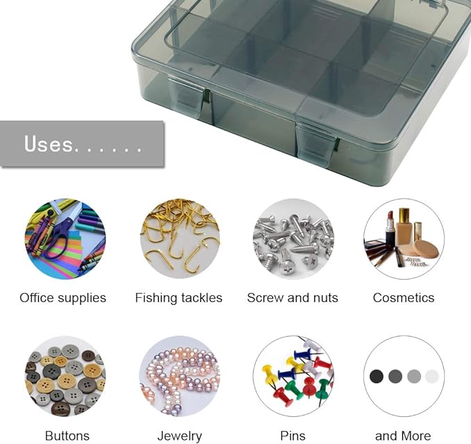 9 Grids Art Craft Supply Organizer Storage Containers, Compartment Storage Box with Removable Dividers for Jewelry, Beads, Buttons, Small Parts