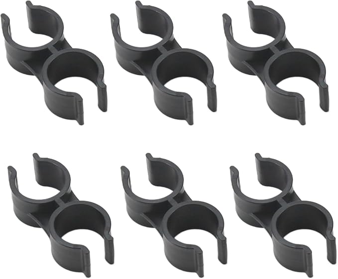 6Pcs Double Pipe Clamp Connectors for Broom and Dustpan,Plastic Shelf Pole Fastener Clips,Fits 18-20mm Diameter Pipes,Ideal for Warehouse,Supermarket,and Home Organization