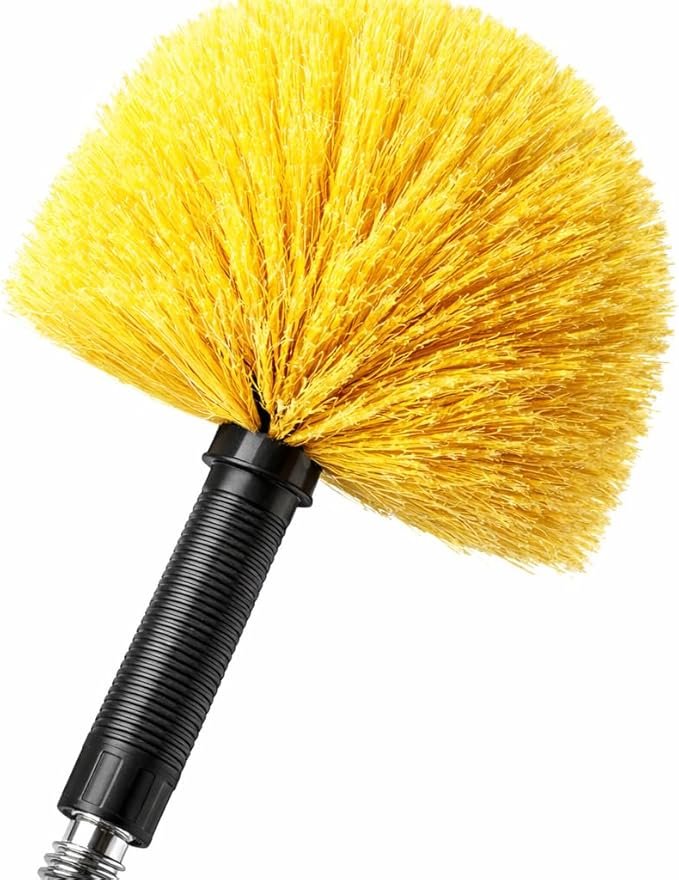 Cobweb Duster Head Brush, Screw on Spider Web Duster Brush Replacement Head for Outdoor & Indoor Cleaning, Corner Duster Fits Standard Acme Threaded Extension Pole (Pole Sold Separately)
