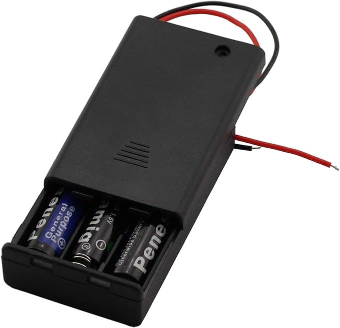 6 Pieces 3 Slots x 1.5V AAA Battery Case Holder Battery Spring Clip Storage Box Wire Leads with On/Off Switch