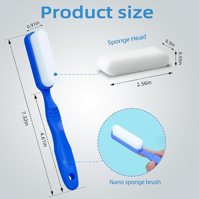 Magic sponges with Long Handle, 39 Melamine Sponge Refills & 2 Magic Sponge Brush Handles for Kitchen Sink, Stove, Bathroom, Wall & Precision Oil Stain Cleaning