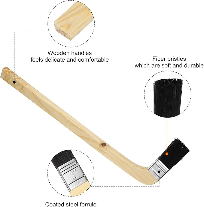 HARFINGTON Paint Brush 3Pcs 1" Brush Width Reusable Variety Angled Bend Brushes Radiator Paint for All Latex Oil Painting Furniture Walls Treatment, Black