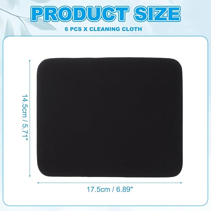 PATIKIL Glasses Cleaning Cloth 6.9" x 5.7", 6 Pcs Microfiber Eyeglasses Cleaner Cloths Soft Suede Wipe Screen for Camera Len Eyeglass Screens Phones Smart Devices, Black