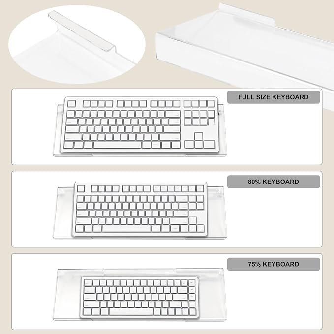Acrylic Computer Keyboard Stand with Gel Wrist Rest Set,Ergonomic Keyboard Riser for Desk Easy Typing with Gel Keyboard Pad, Anti-Slip Comfort Keyboard Wrist Pad Relief Pain (Pink)