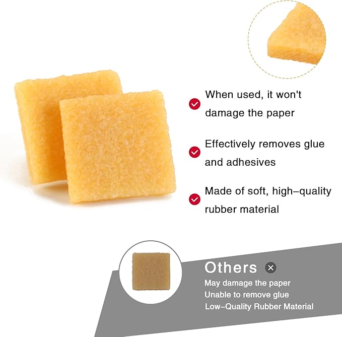 WHTCHSU 12 pcs Glue and Residue Eraser Rubber Cement Cleaner for Removing Adhesive and Residues from Paper Plastic and More