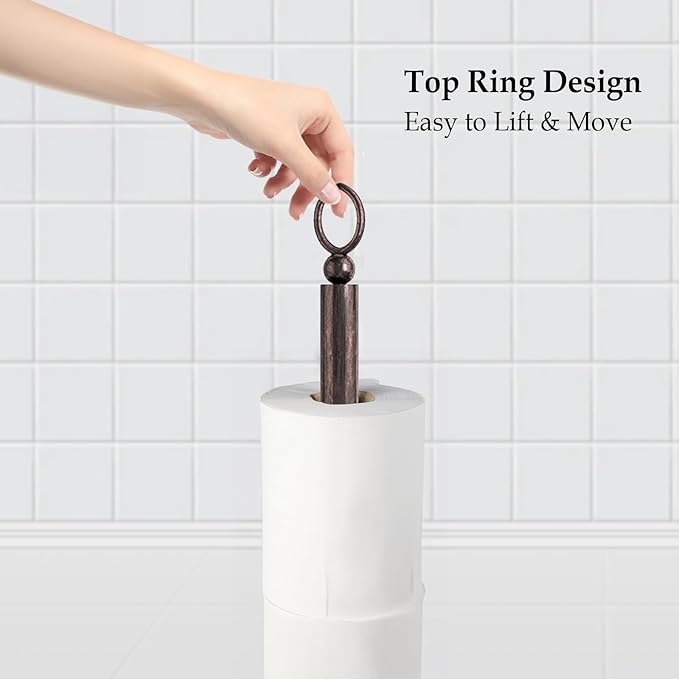 Heavy Weighted Toilet Paper Holder (with Reserve Function) Free Standing Toilet Paper Storage，Spare Toilet Paper Roll Holder Storage Stand for Bathroom Total Height 22.5" ，Oil Rubbed Bronze