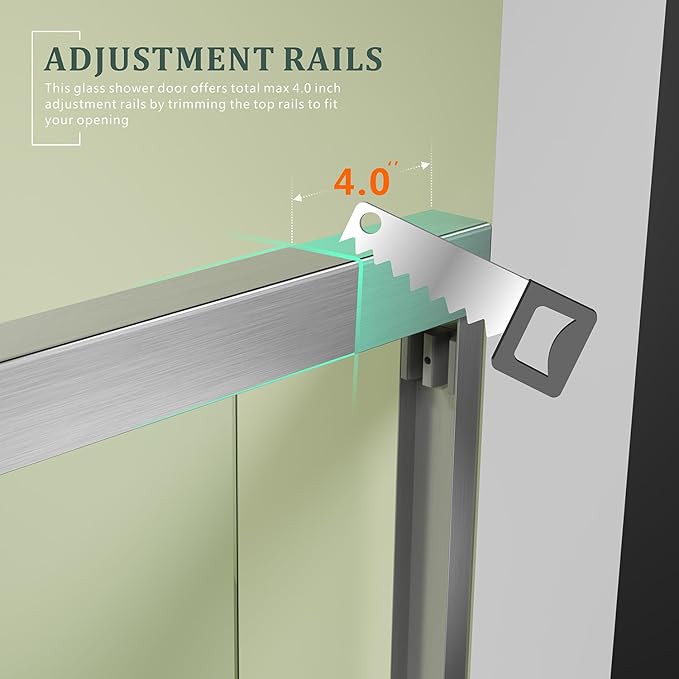 Satin Nickel 56-60'' W x 62'' H Bypass Sliding Bathtub Glass Shower Doors,Semi-Frameless Tub Shower Doors with 1/4 in. Clear Tempered Glass,Silver Stainless Steel Handles for Towel