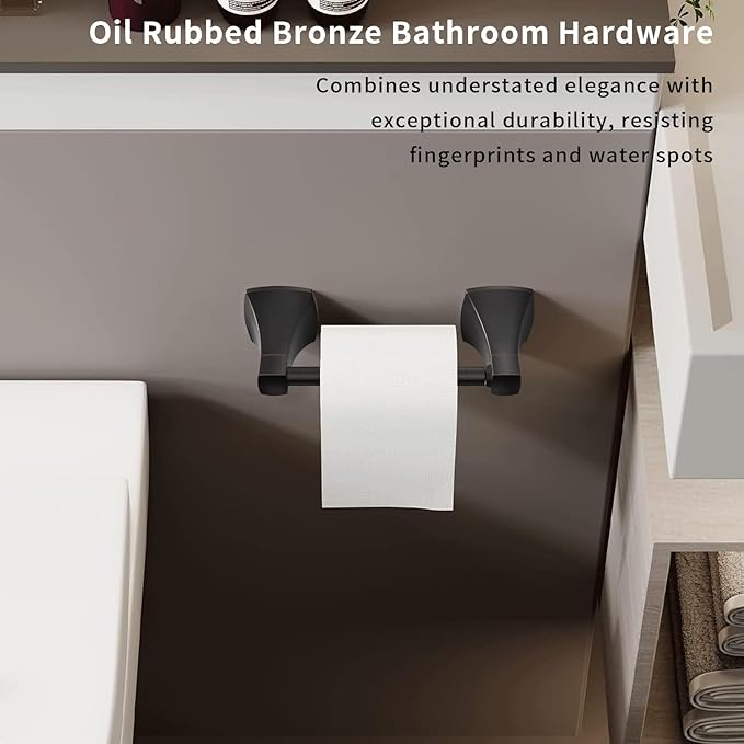 Toilet Paper Holder Wall Mount Oil Rubbed Bronze Double Post Pivoting Tissue Roll Holder Stainless Steel and Zinc Alloy for Bathroom RV Commercial