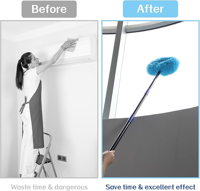 Ceiling Fan Cleaner Duster 7 Ft, Fan Duster for Ceiling Fan Blades, Removable Ceiling Fan with Long Pole, Reusable Ceiling Cleaner for High Ceilings, Fans, Furniture, Blinds