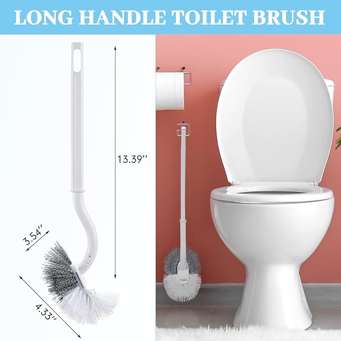 12 Pcs Curved Toilet Bowl Brush Bulk Bathroom Deep Cleaning Toilet Cleaner Scrubber Without Holder Handle Curved Brush Hanging Under Rim Household Cleaning for Bathroom(White)