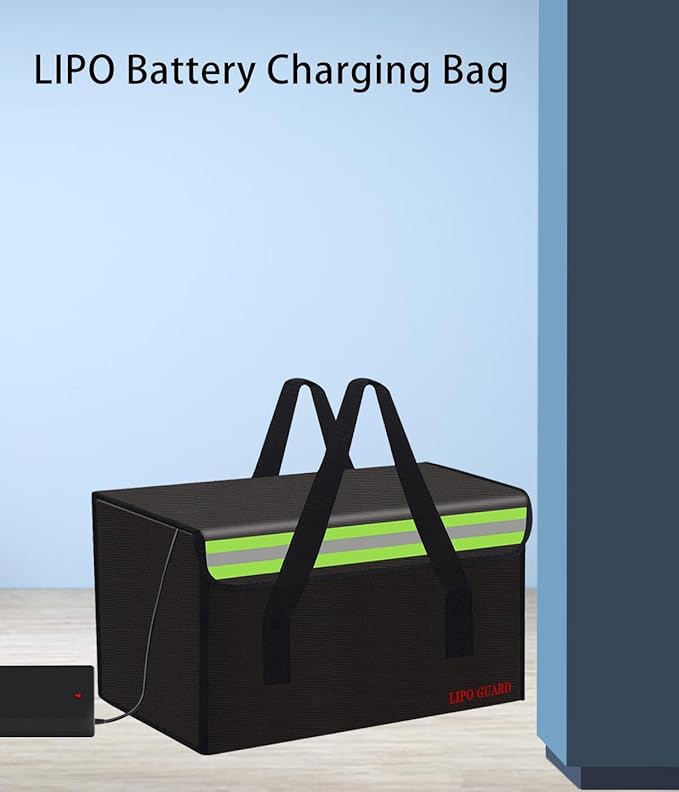 Lipo Battery Safe Bag Large Capatity Fireproof Bag for Ebike Lipo Battery Other Batteries Storage Charging Transport Home Office Travel Safe Storage Pouch