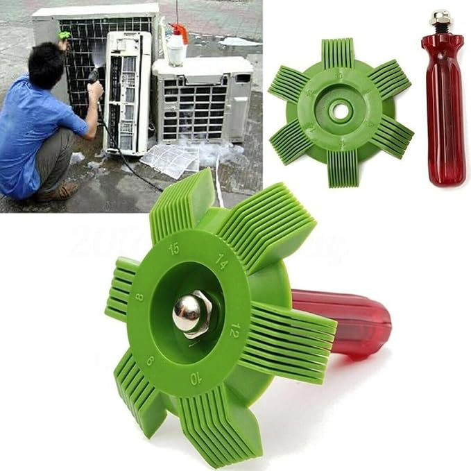 Air Conditioner Condenser Fin Comb, Fin Cleaning Brush Air Conditioner Fin Cleaner Refrigerator Coil Cleaning Whisk Brush Metal Fin Evaporator Radiator Repair Tool， dryer vent cleaner kit-Package A