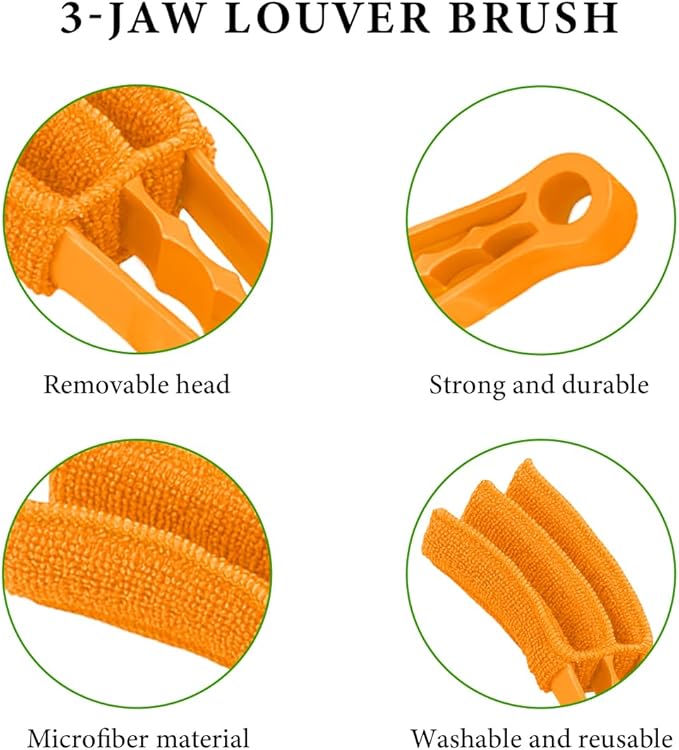 4 PCS Blind Cleaner Duster Tool, Window Venetian Hand-held 7 Finger Dusting Cleaner Brush, Blinds Cleaning Brush Tool for Window Shutters Air Conditioner, Car Accessories
