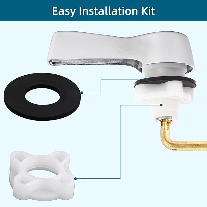 Hygie Rinse Metal Toilet Handle Lever Flush Replacement, Universal Front Mount Toilet Handle Compatible with TOTO/Glacier Bay/Gerber, with Stainless Steel Flapper Chains, Toilet Repair Kit, Chrome