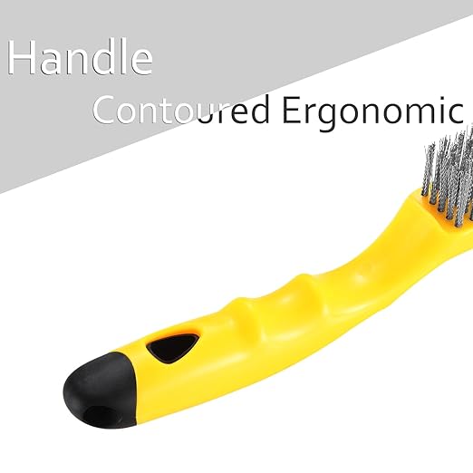 Stainless Steel Wire Brush 2 Pcs, 79 Bundles of bristles, 10.5" Plastic Contoured Handle, Heavy Duty Scratch for Cleaning Rust Dirt Before Welding, Dust and Paint Scrubbing (LWH-2SP)