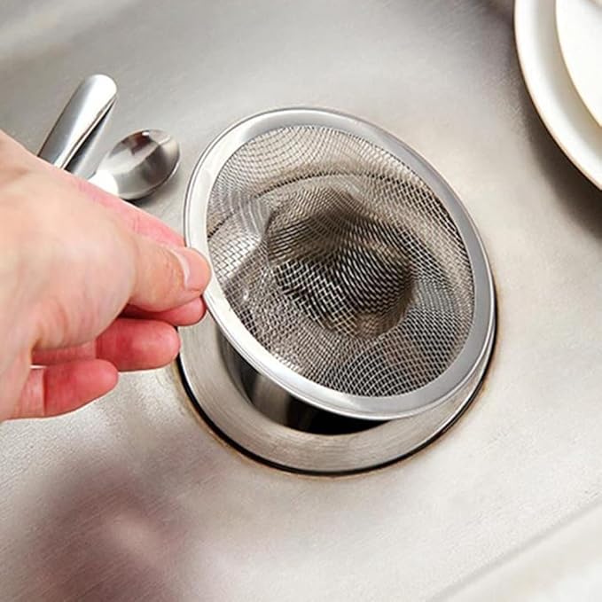 10pcs Mesh Sink Strainer, 4.5" Diameter Stainless Steel Slop Basket Filter Trap, Metal Kitchen Drain Strainer, Hair Basket Drain - Fits Most Kitchen Sinks, Bathroom Sinks,Shower Drains,Floor Drain