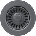 3-1/2 Inch Polymer Urban Gray Sink Drain Assembly with Basket Strainer and Stopper for Quartz, Granite or Fireclay Kitchen Sinks