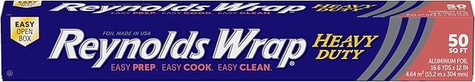 Reynolds Wrap Heavy Duty Aluminum Foil Roll, Thick Heavy Duty Foil for Added Strength and Durability, Secure Easy Open and Close Tab, 12 Inches Wide, 50 Sq. Ft.