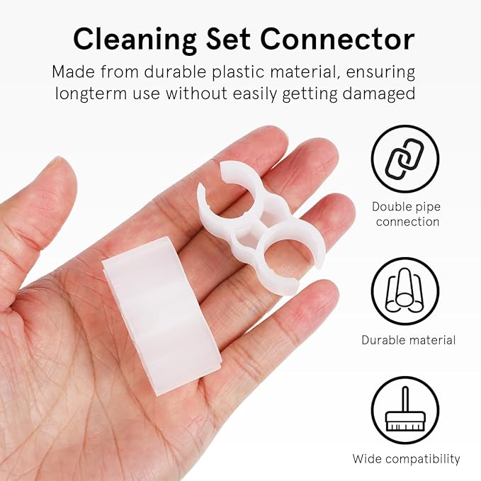 2pcs Double Port Grip Pipe Clips - Diameter 0.8 Inch Spring Clamp Connection Holder for Broom Pipe - Dustpan-Broom Coupling Clip Attachment Hook for Secure Cleaning Set Linkage