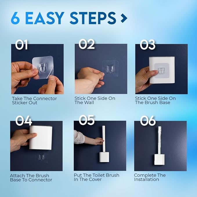 Modern Minimalist Silicone Toilet Brushes & Holders - Pack of 4 Toilet Bowl Brushes White - Self-Cleaning & Splash-Free, Easy-Rinse Design with Wall Mounted Holder Bathroom Accessory