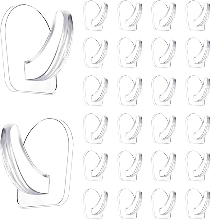 24 Pieces Small Seamless Clear Adhesive Wall Hooks for Hanging, Transparent Sticky Command Hooks for Bathroom Bedroom Kitchen