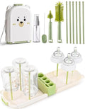 Travel Bottle Cleaner kit, 7in1 Baby Toddler Travel Essential Silicone Bottle Brush Set, Nipple, Drying Rack, Straw, & Breast Pump Cleaning, Soap Dispenser & Organizer Case, Gift Mom