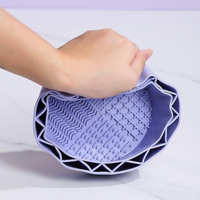 Pen Brush Washer, Watercolor Brush Cleaner, Silicone Brush Bowl Clean, Brush Holder Cleaner, Watercolor Painting Water Cup for Acrylic Oil Painti (1Pcs Purple)