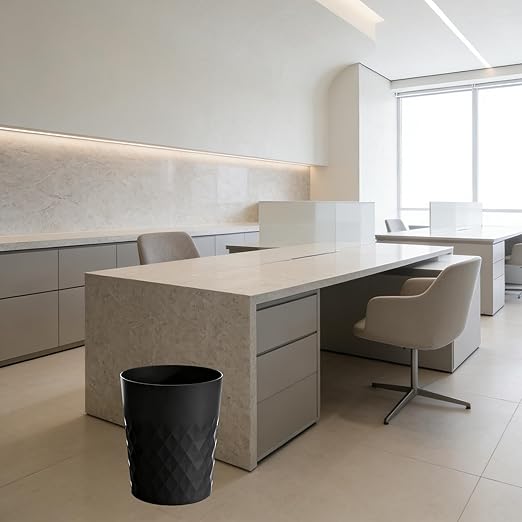 Bathroom Trash Can 1.8 Gallon Garbage Can Waste Basket Recycling Bin for Dorms Bedrooms Offices Kitchens, 2 Pack Black