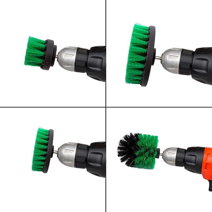 4 Packs Drill Brush Kit, Drill Scrubber Attachment Set for Cleaning Kitchen, Stove, Cabinet, Counter, Carpet, Linoleum