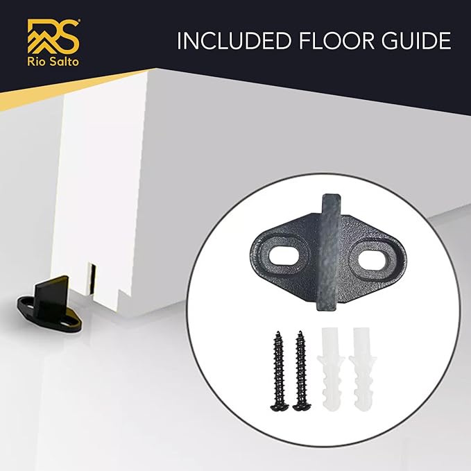 Rio Salto Gold Barn Door Hardware Kit 84" Length 7FT Sliding Door Hardware Modern Barn Interior Brushed Brass Panel Hardware (Hardware Kit, 7 Feet - Single Door)