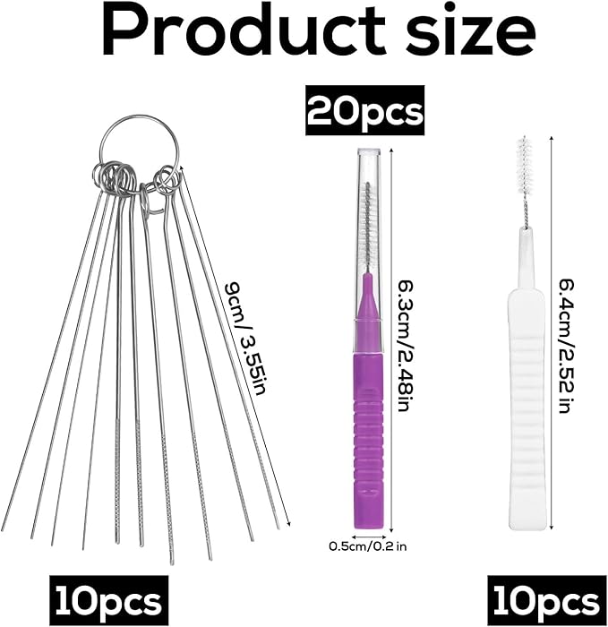 40pcs Shower Head Cleaner Tools, 2 Designs Shower Head Cleaning Brushes Multi-Size Showerhead Cleaner Picks Anti-Clogging Cleaning Brush for Bathroom Small Hole Gap Nozzles (Purple)