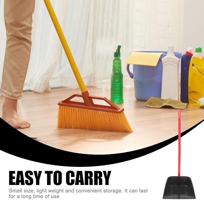 EXCEART Household Dustpan with Long Handle Upright Plastic Garbage Shovel for Easy Cleaning Large Capacity Dust Pan for Home Office Balcony Garage and Hotel Use 27.95In