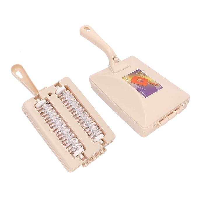 Carpet Dusting Brush, Sturdy Double Roller Sweeper Brush, Manual Sweeper for Carpet and Floors, Handheld Carpet Cleaner for Pet Portable Sweeper for Bed Clothes