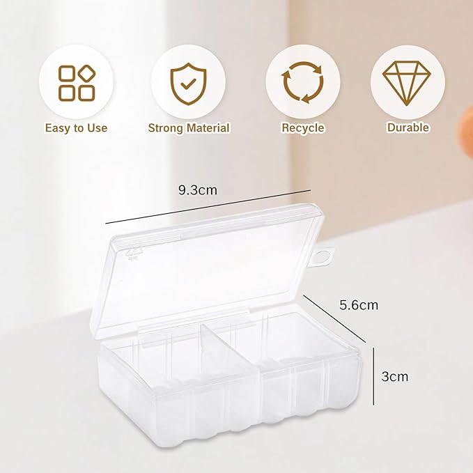 2Pcs Small Battery Case AA Holder Clear Travel Storage Box Organizer Compact Battery Container for AA Batteries Portable Cases for Organization and Protection