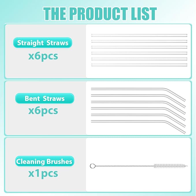 12 Pack Reusable Straws Compatible with Stanley/Yeti 30oz-40oz Cup Tumbler, 12" Long Plastic Clear Bend Replacement Straws with Cleaning Brush for Smoothies, Milkshakes, Dishwasher safe