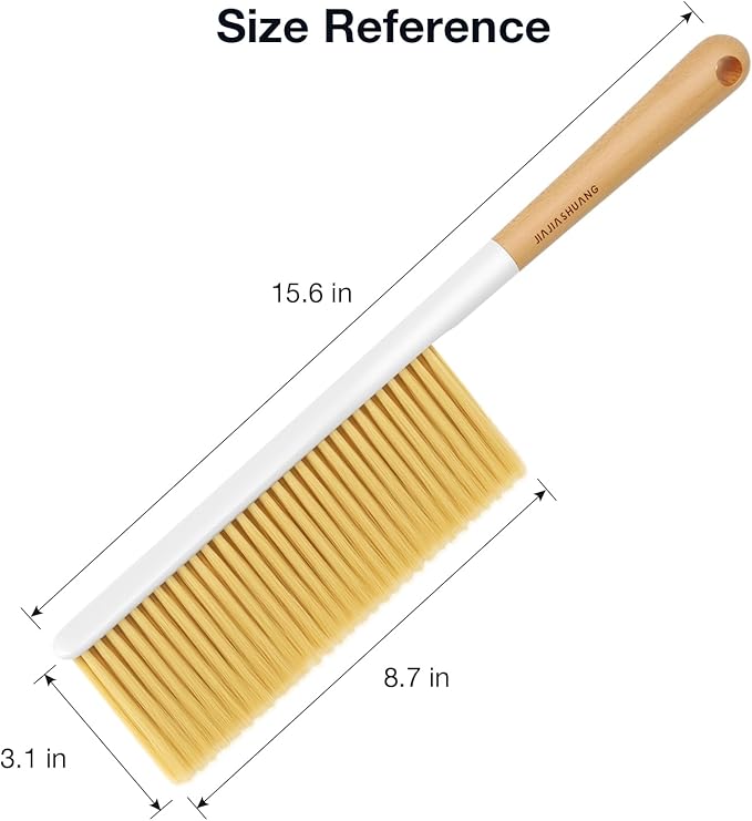 Hand Broom Cleaning Brush, Soft Bristle Dust Brushes with Wood Handle, Household Cleaning Brushues for Car, Carpet, Garden, Clothes, Various Furniture Such As Beds, Sofas (Natural)