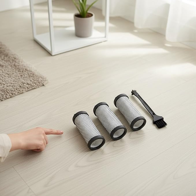 Washable HEPA Filter Replacement for JIGOO T600 Mattress Vacuum Cleaner, 99.97% Filtration Efficiency with Cleaning Brush, 4-Pack
