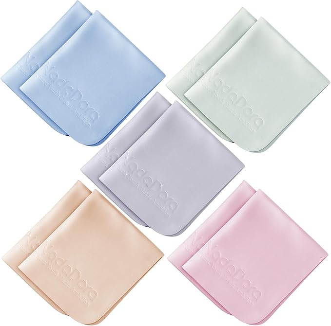 Nadadora Individually Wrapped Assorted Color Premium Microfiber Glasses Cleaning Cloths, 10 Pack, Thickened,Soft Dense for Eyeglasses,Sunglasses,Camera,Jewelry,Phone,Lense,LCD,Reusable Washable,6"X7"