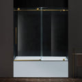 Woodbridge Frameless Single Sliding Shower Doors in Brushed Gold Finish, 57.5-60" Width x 62" Height with 3/8"(10mm) Clear Tempered Glass, Soft Close System and Explosion-Proof Film, BSDC6062-BG