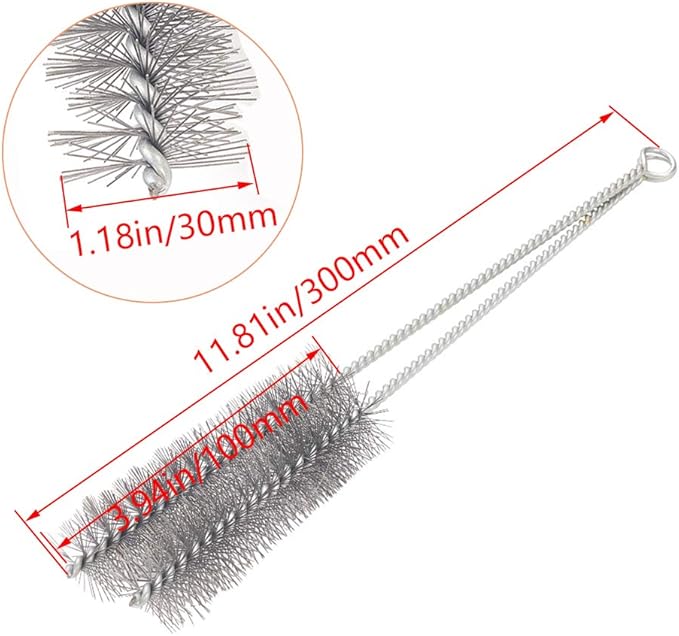 Utoolmart Steel Wire Cleaning Brush, Spiral Power Tube Brush, Steel Wire Tube Brush Cleaning Tool, Tube Bottle Brush, 1.2-inch Diameter 12-inch Length, 2pcs