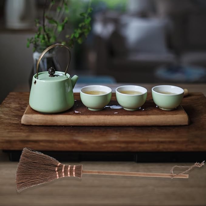 ABOOFAN Mini Tea Tray Brush 11 Inch Soft Bristle Hand Broom for Cleaning Chinese Tea Sets Dishware and Kitchen Surfaces