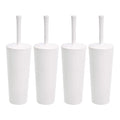 Amazon Basics Toilet Brush and Holder Set, Heavy-Duty Bristle Scrub Brushes with Non-Slip Handle, White, 4-Pack