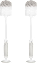Ubbi Deluxe Baby Bottle Brush Set, Bottle Brush and Nipple Brush with Suction Cup, Baby Cleaning Essentials, Set of 2, Gray