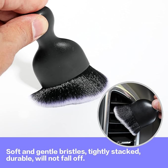 Car Interior Detailing Brush,Soft Bristle Cleaning Brush Car Detailing Brush Dusting Brush,Car Interior Cleaning Tool,Auto Detail Brush Car Dash Duster Brush (Black&White)